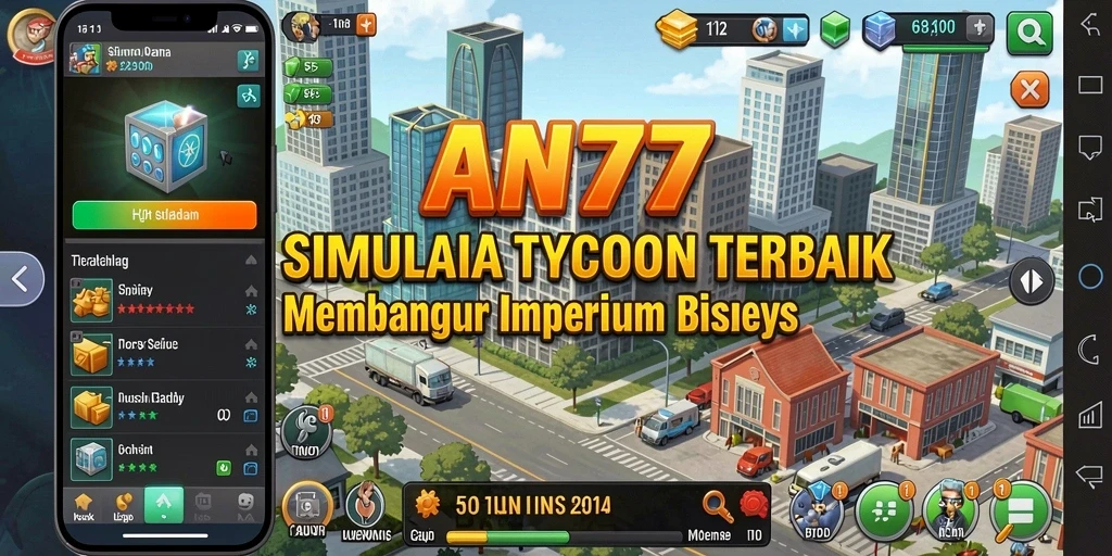 Screenshot utama AN777 menunjukkan gameplay Tycoon yang mendalam.