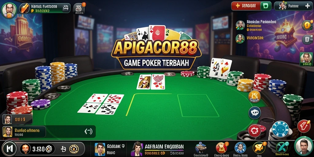 Tampilan gameplay seru dari APIGACOR88 yang penuh dengan aksi Poker.