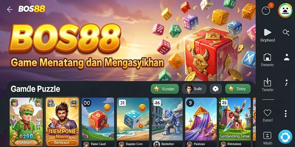 Gambar layar utama BOS88 menampilkan gameplay puzzle yang menarik.