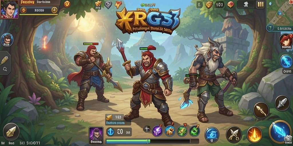Screenshot dari gameplay COO77 yang menampilkan pertempuran epik di dunia RPG.