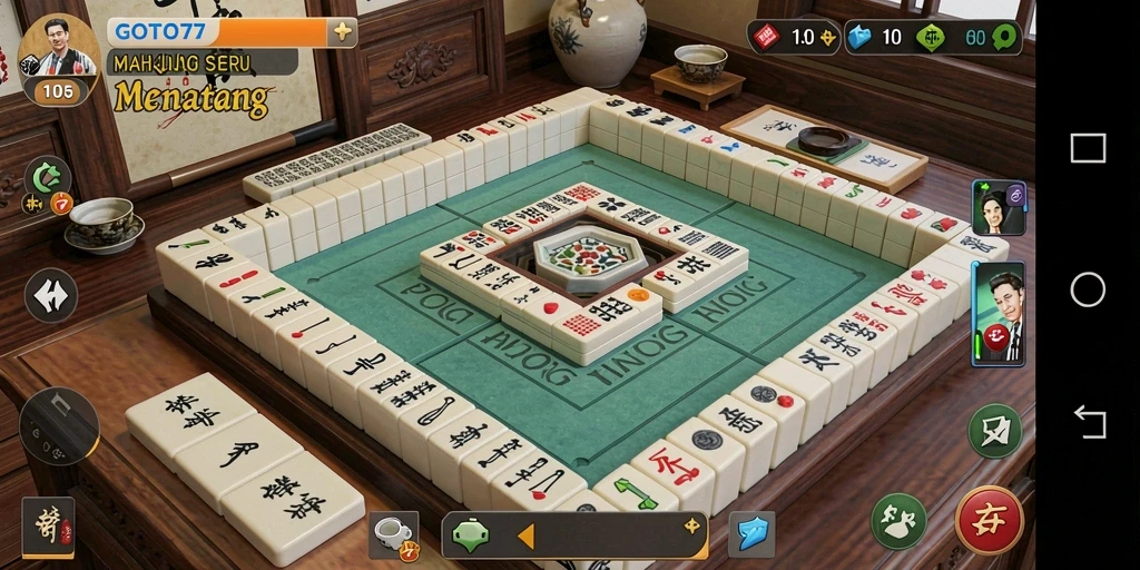 Screenshot GOTO77 menampilkan gameplay Mahjong yang mendebarkan.