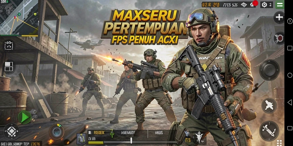 Gameplay seru MAXSERU dalam pertempuran FPS yang intens.