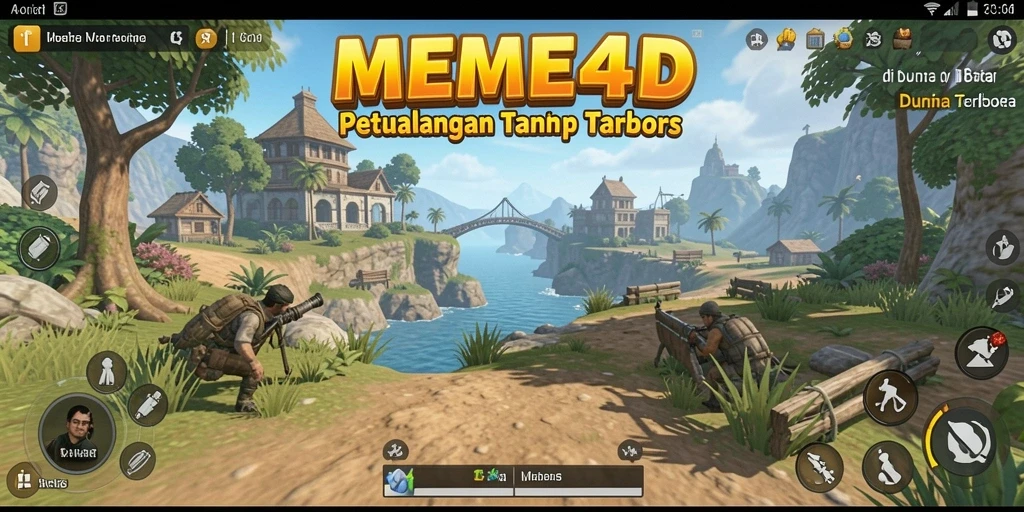 Screenshot dari gameplay MEME4D yang menunjukkan kebebasan eksplorasi di dunia terbuka.
