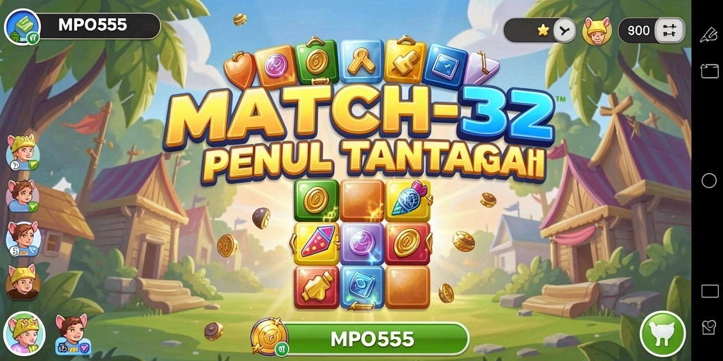 Tangkapan layar MPO555 menunjukkan gameplay match-3 yang seru.