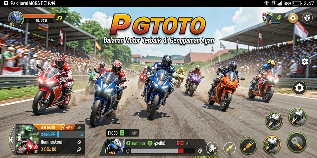 Tangkapan layar PGTOTO menampilkan aksi balapan motor yang mendebarkan.