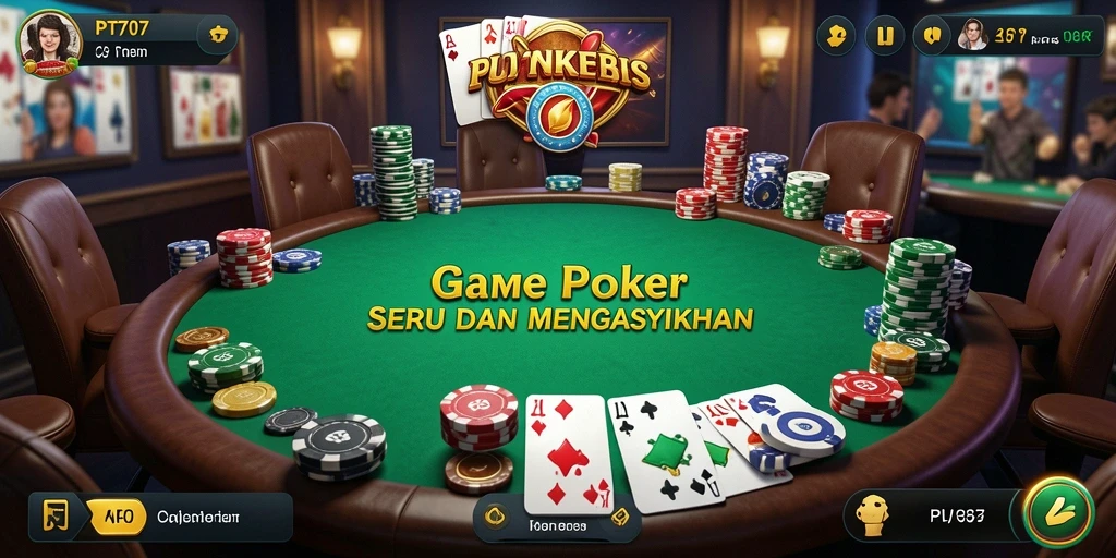 Screenshot gameplay PT707 menunjukkan aksi poker yang intens dan menarik.