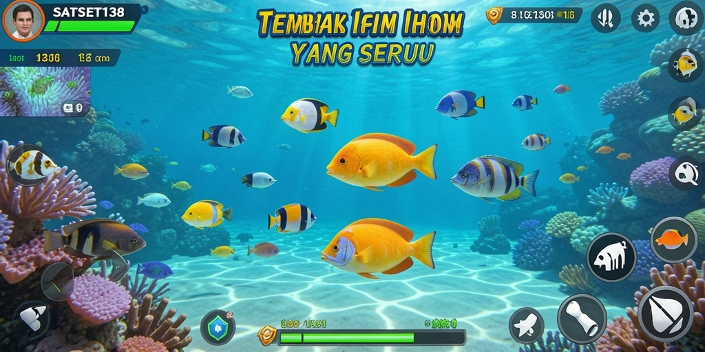 Tampilan gameplay SATSET138 dengan aksi menembak ikan yang menarik.