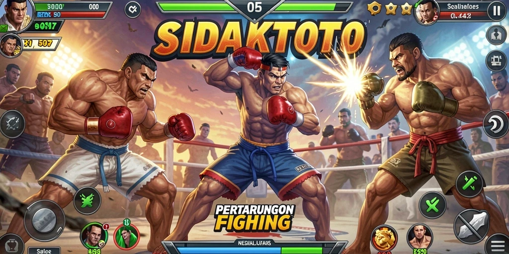 Tampilan gameplay SIDAKTOTO yang penuh aksi dalam pertarungan Fighting.