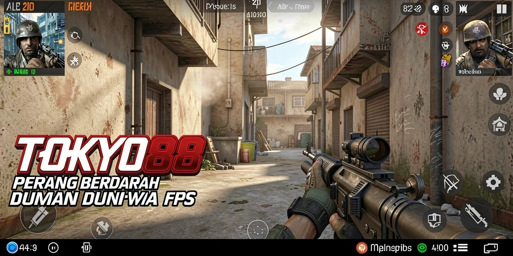 Tangkapan layar menunjukkan aksi intens dalam gameplay FPS TOKYO88.