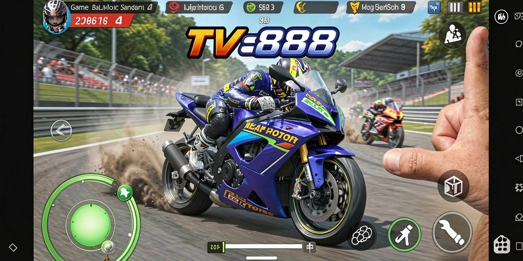 Tampilan gameplay balap motor mendebarkan di TV888.