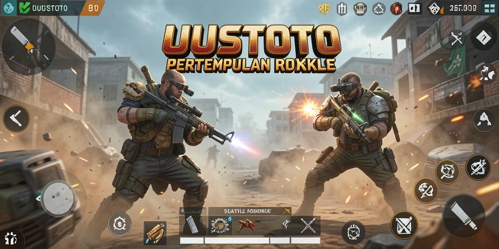 Screenshot gameplay UUSTOTO menampilkan aksi mendebarkan Battle Royale.