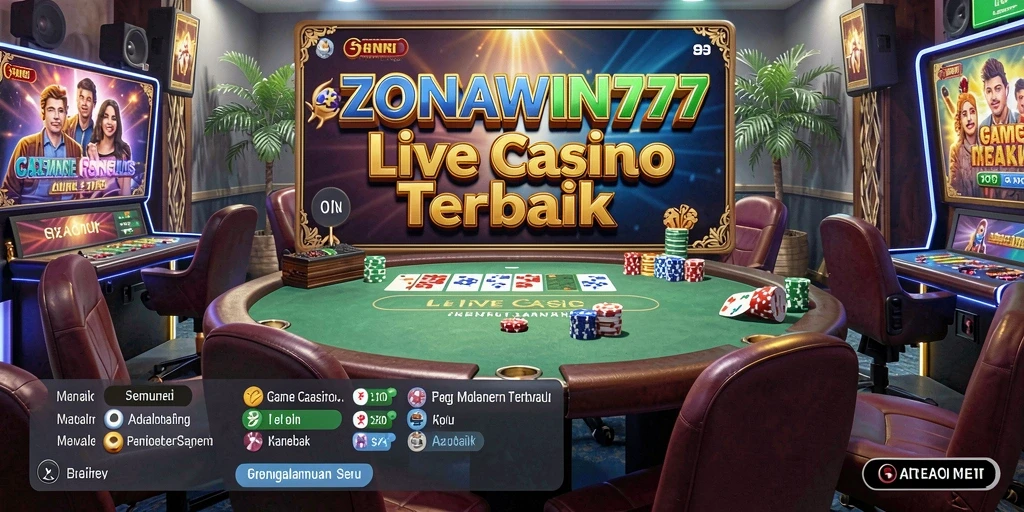 Screenshot ZONAWIN777 menampilkan suasana permainan Live Casino yang mendebarkan.